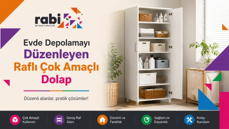 Evde Depolamayı Düzenleyen Raflı Çok Amaçlı Dolap