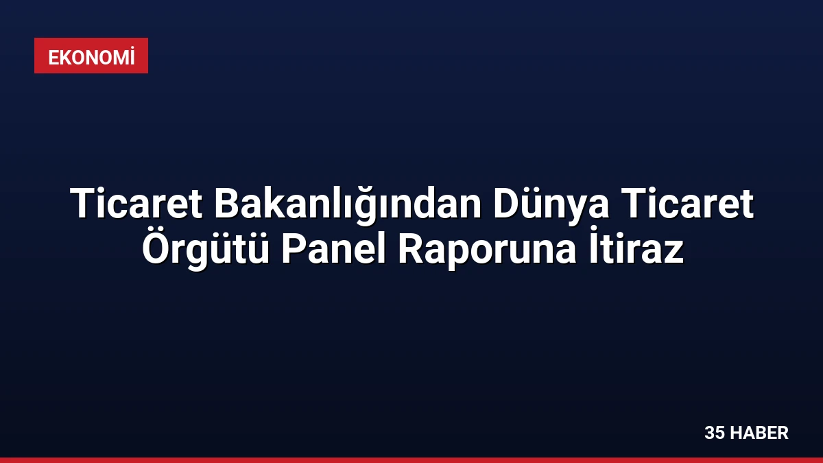 Ticaret Bakanlığından Dünya Ticaret Örgütü Panel Raporuna İtiraz