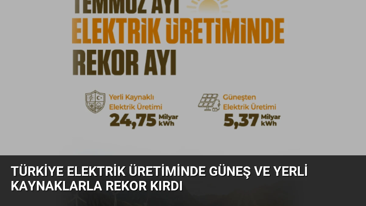 Türkiye Elektrik Üretiminde Güneş ve Yerli Kaynaklarla Rekor Kırdı