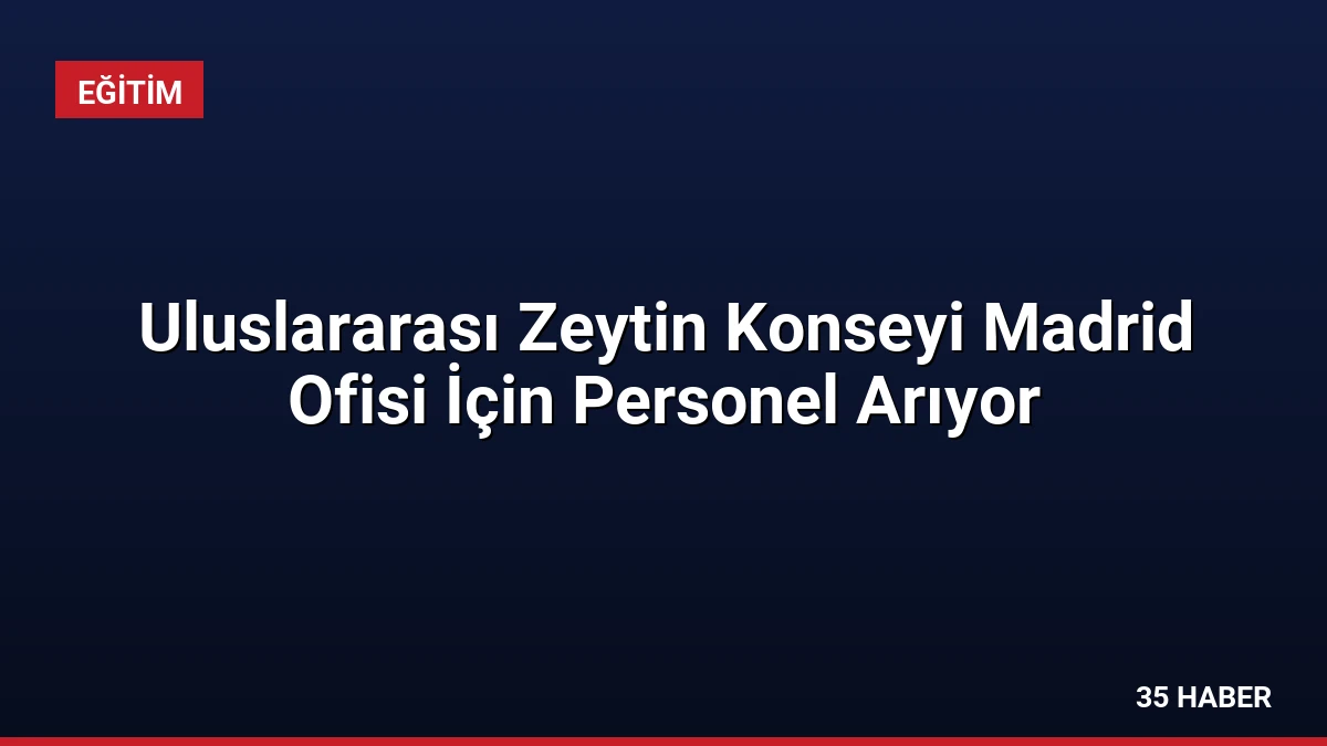 Uluslararası Zeytin Konseyi Madrid Ofisi İçin Personel Arıyor