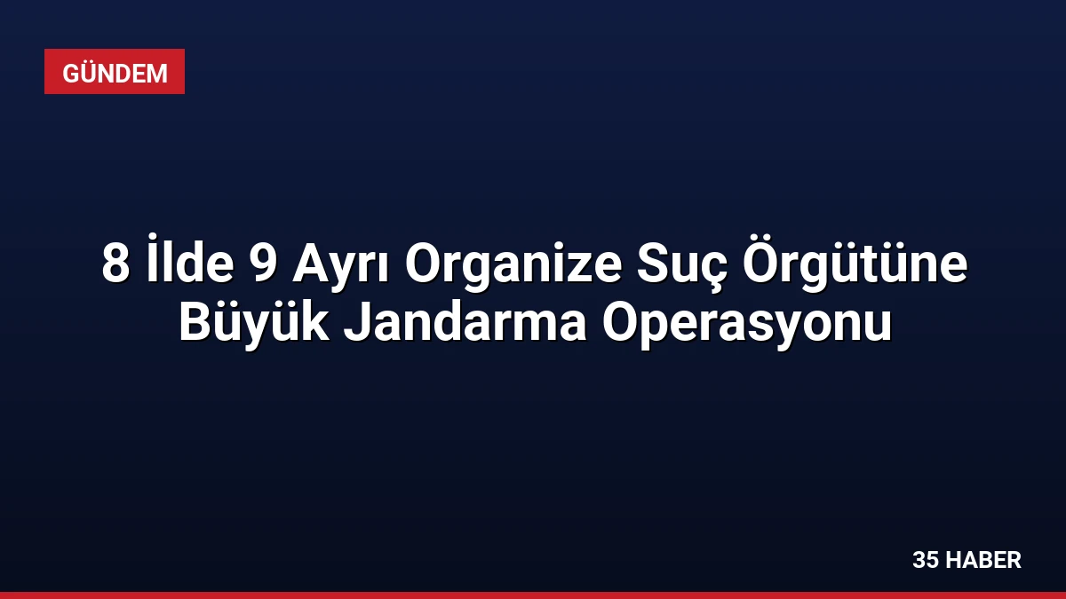 8 İlde 9 Ayrı Organize Suç Örgütüne Büyük Jandarma Operasyonu