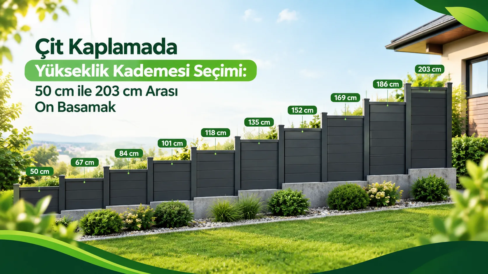 Çit Kaplamada Yükseklik Kademesi Seçimi: 50 cm ile 203 cm Arası On Basamak