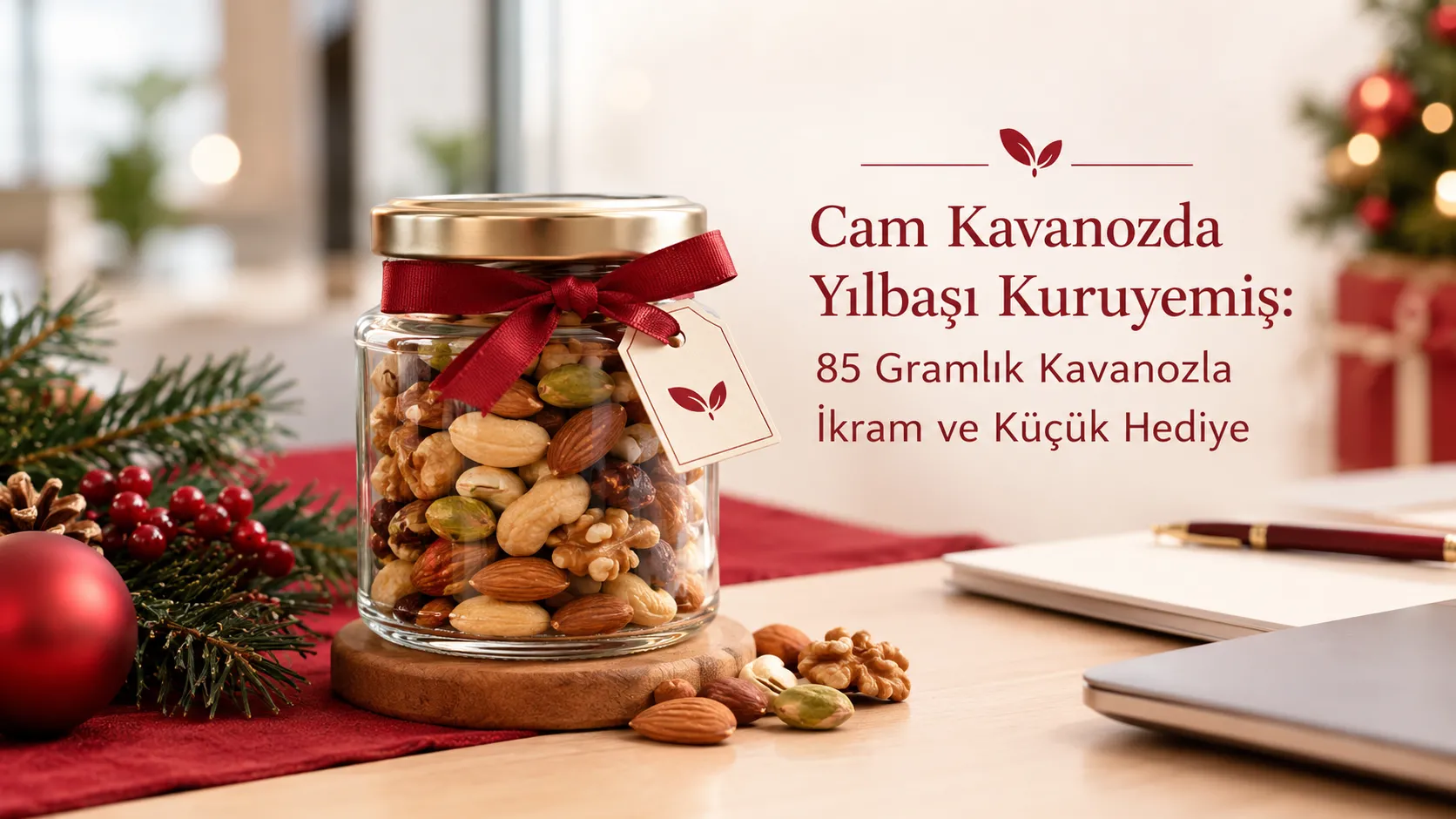 Cam Kavanozda Yılbaşı Kuruyemiş: 85 Gramlık Kavanozla İkram ve Küçük Hediye