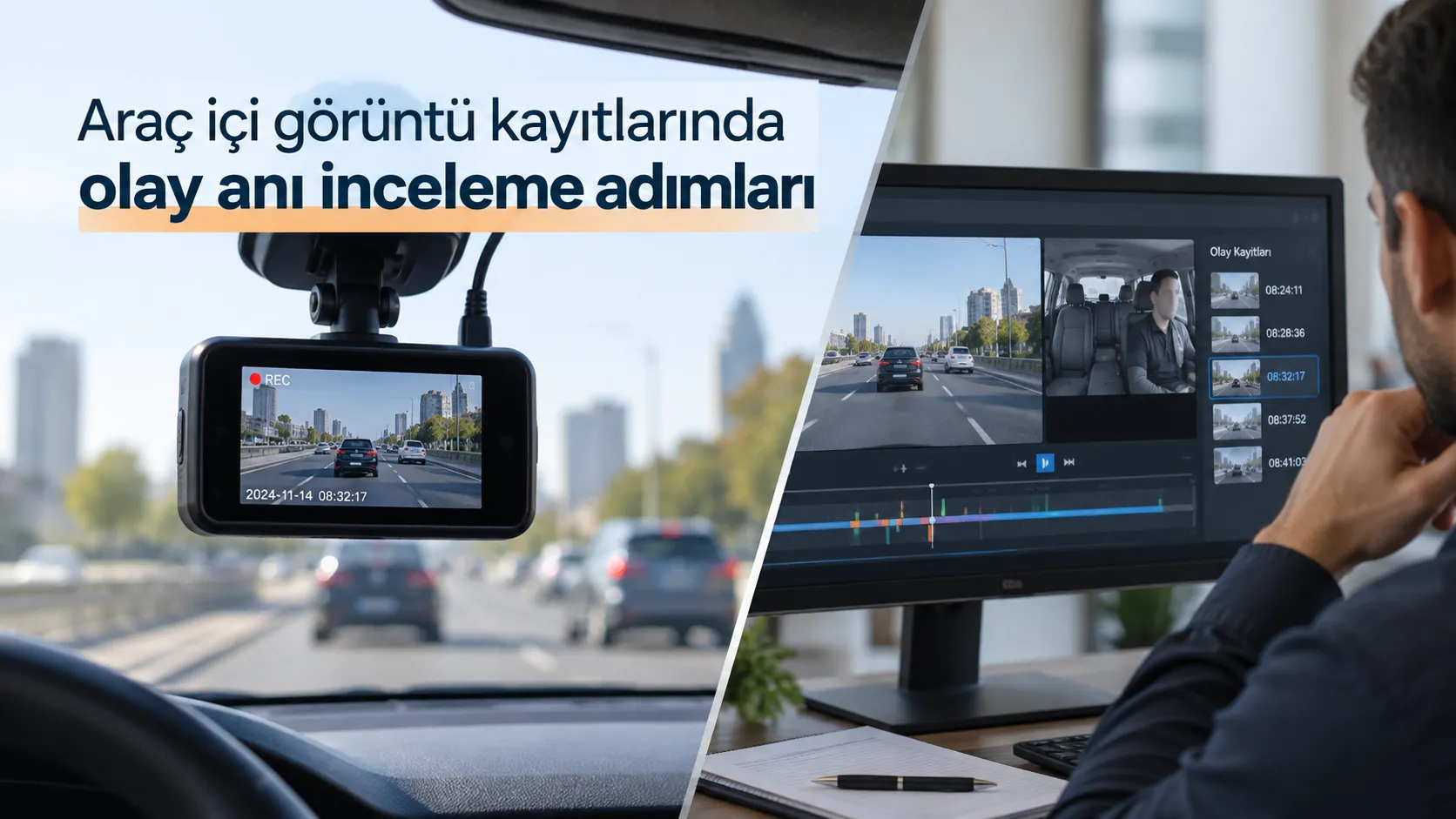 Araç içi görüntü kayıtlarında olay anı inceleme adımları