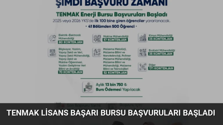 TENMAK Lisans Başarı Bursu Başvuruları Başladı