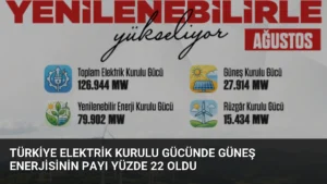 Türkiye Elektrik Kurulu Gücünde Güneş Enerjisinin Payı Yüzde 22 Oldu