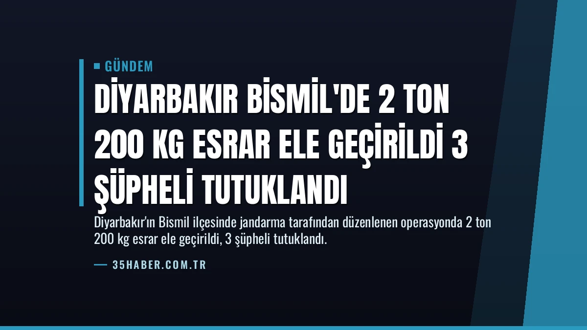 Diyarbakır Bismil’de 2 Ton 200 Kg Esrar Ele Geçirildi 3 Şüpheli Tutuklandı