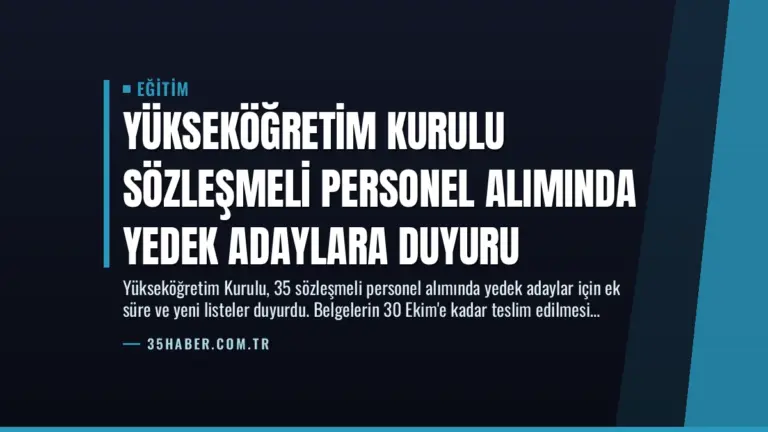 Yükseköğretim Kurulu Sözleşmeli Personel Alımında Yedek Adaylara Duyuru